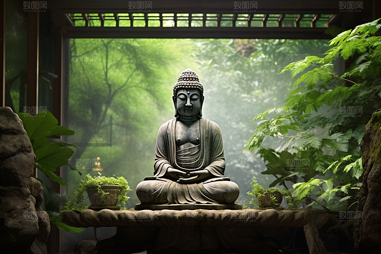禅意佛像山水高清素材