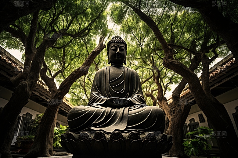 禅意佛像佛教平和素材