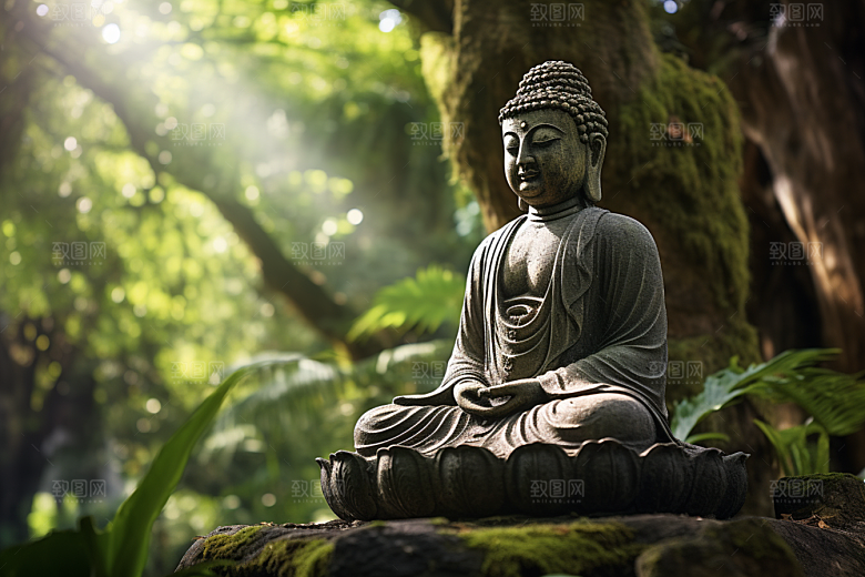 禅意佛像平和山水素材