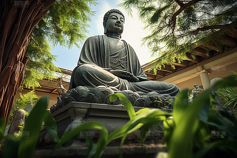 禅意佛像山水石雕素材