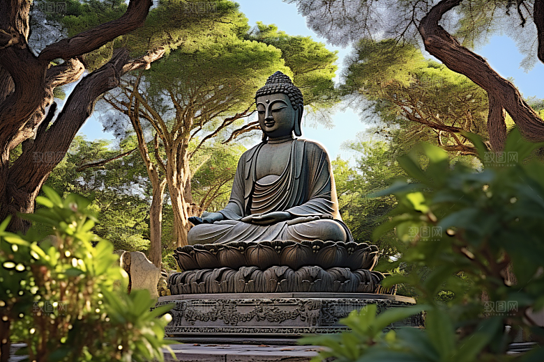 禅意佛像石雕平和素材