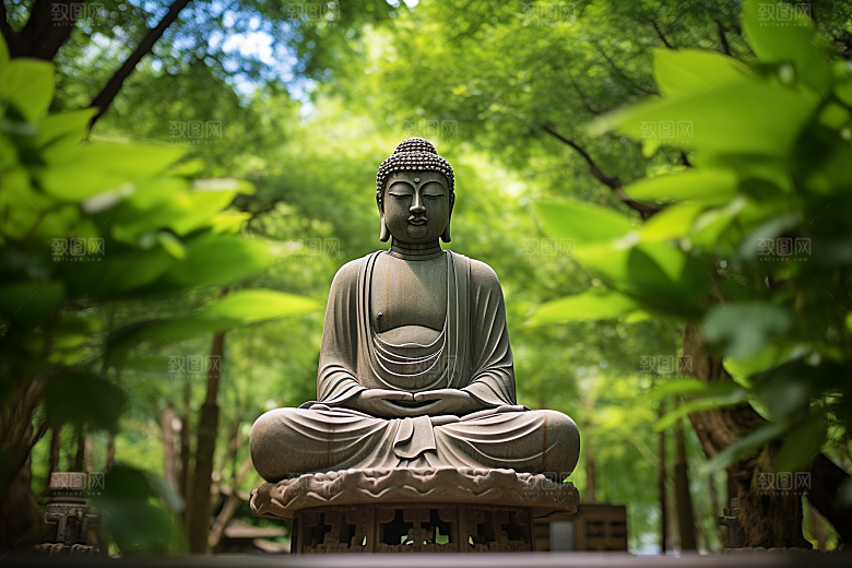 禅意佛像宗教山水素材