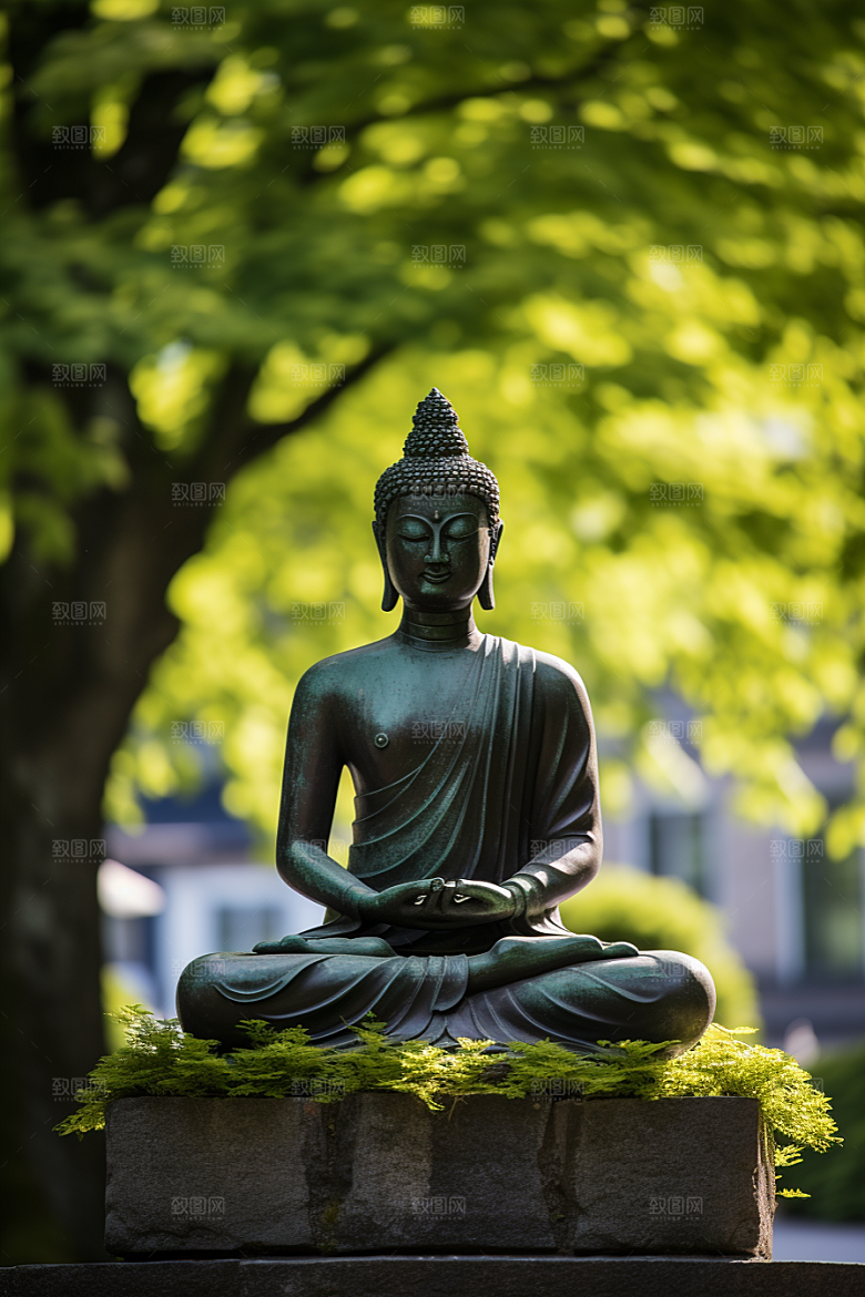 禅意佛像平和氛围素材