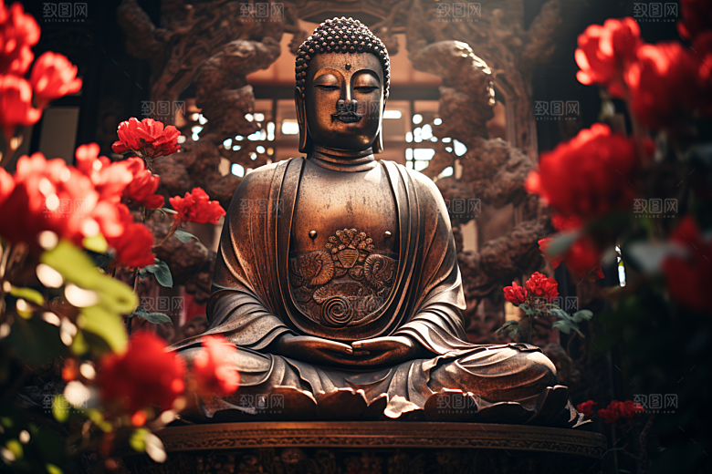 禅意佛像宗教雕塑素材