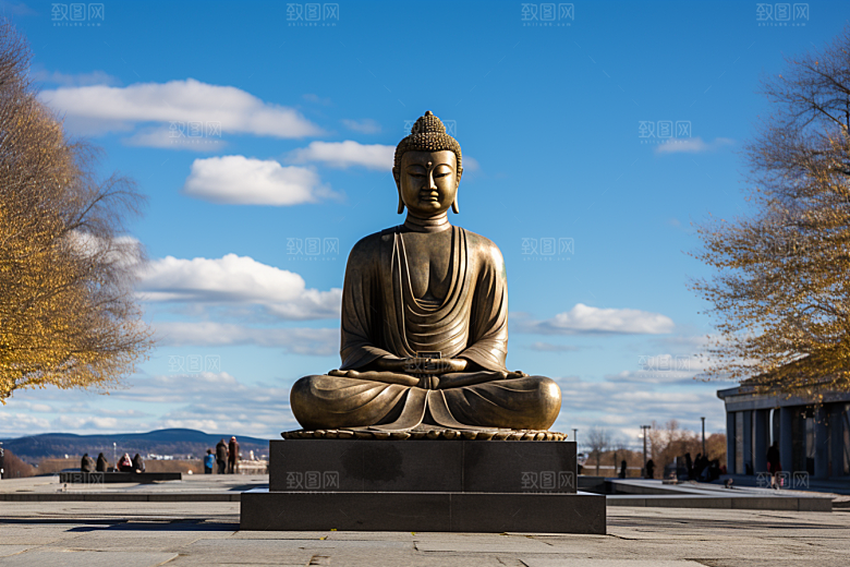 禅意佛像氛围山水素材