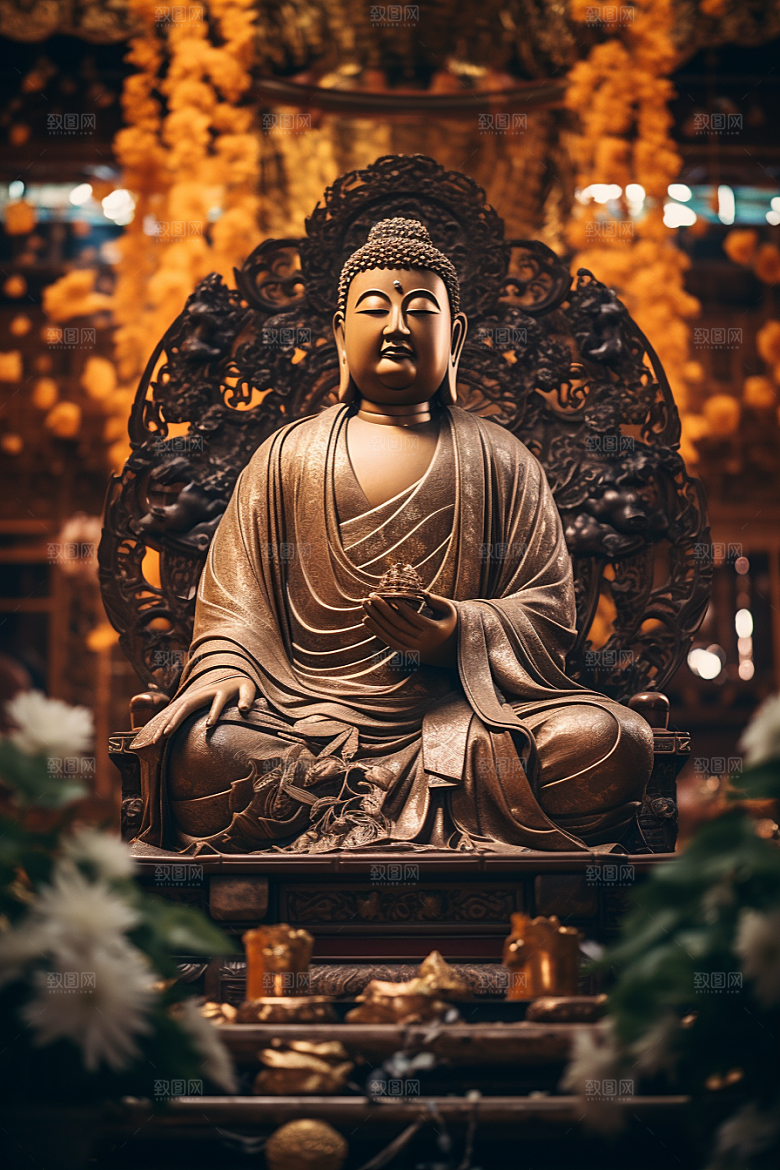 禅意佛像山水信仰素材