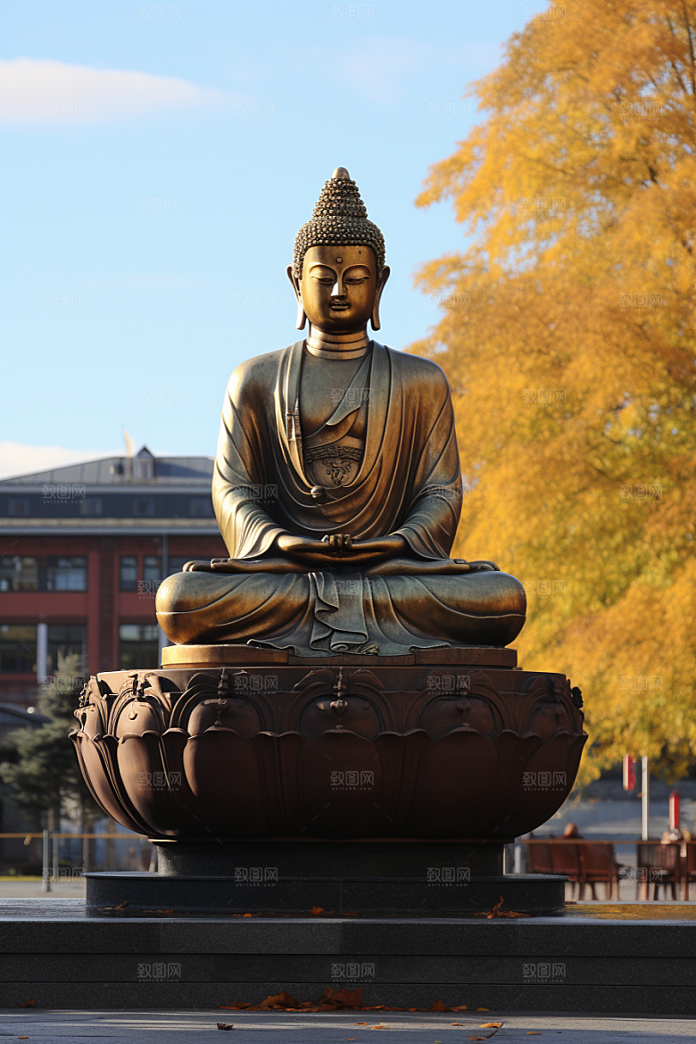禅意佛像石雕信仰素材