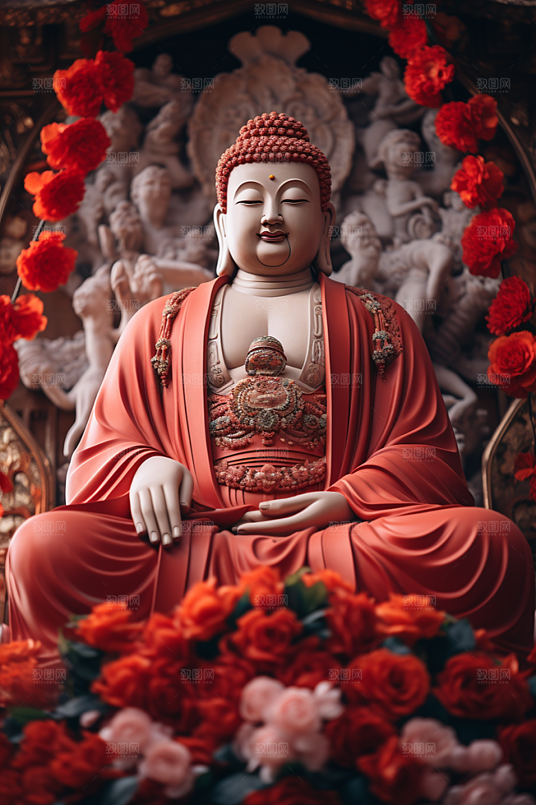 禅意佛像宗教山水素材