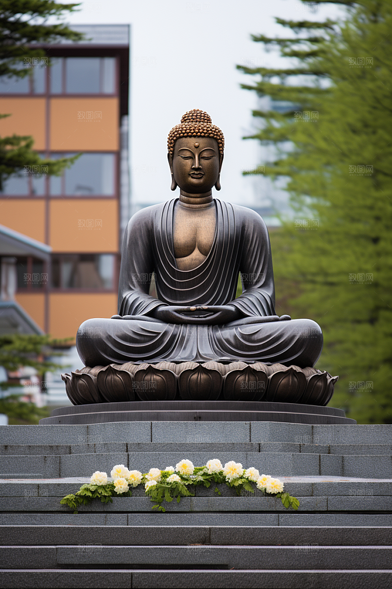 禅意佛像氛围平和素材