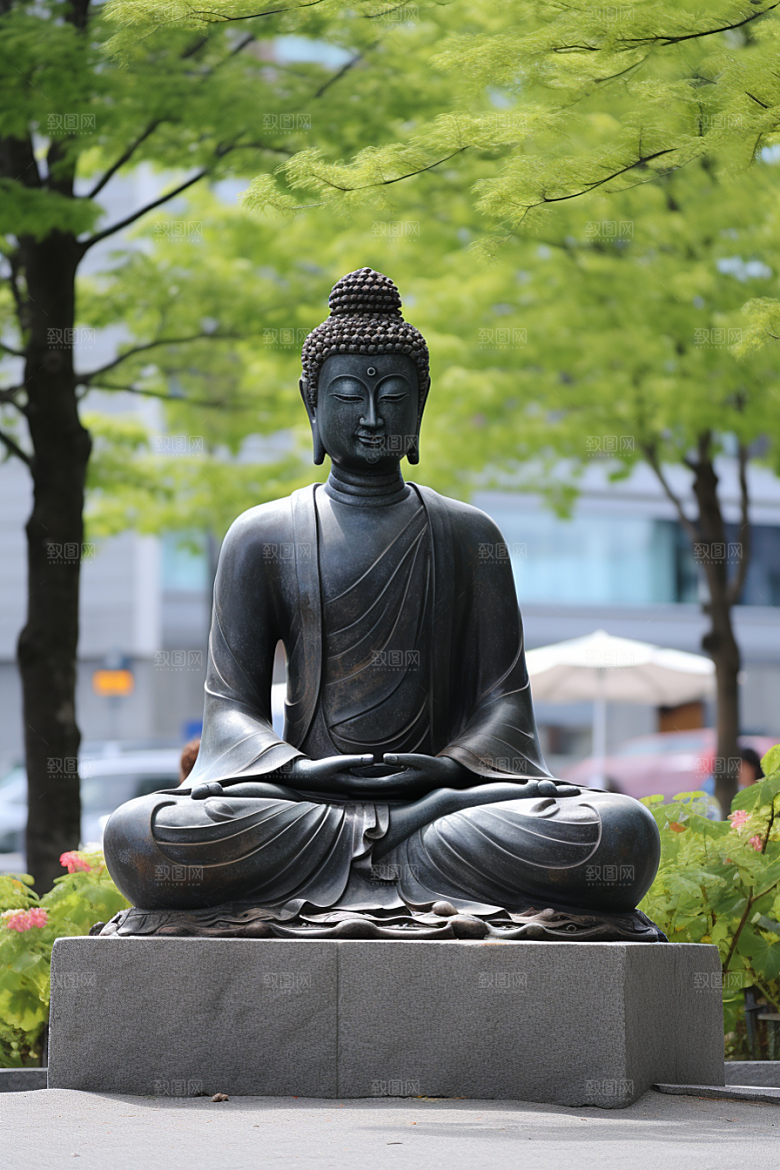 禅意佛像宗教平和素材