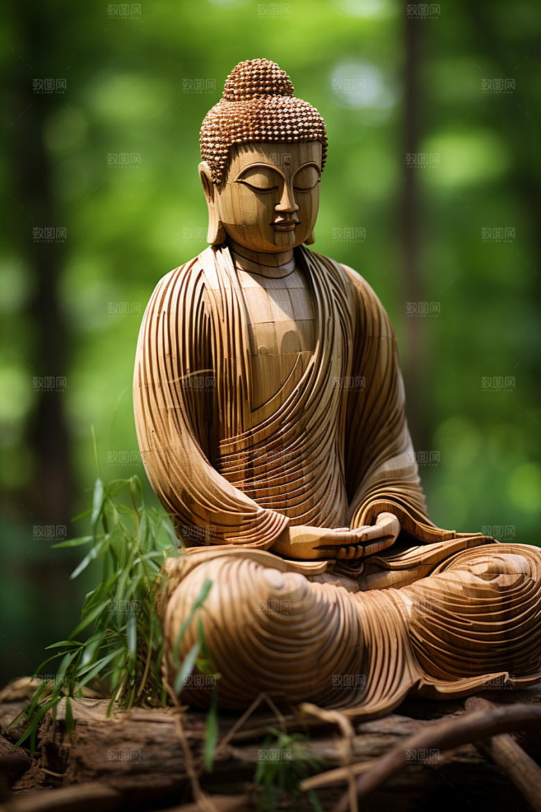 禅意佛像平和氛围素材
