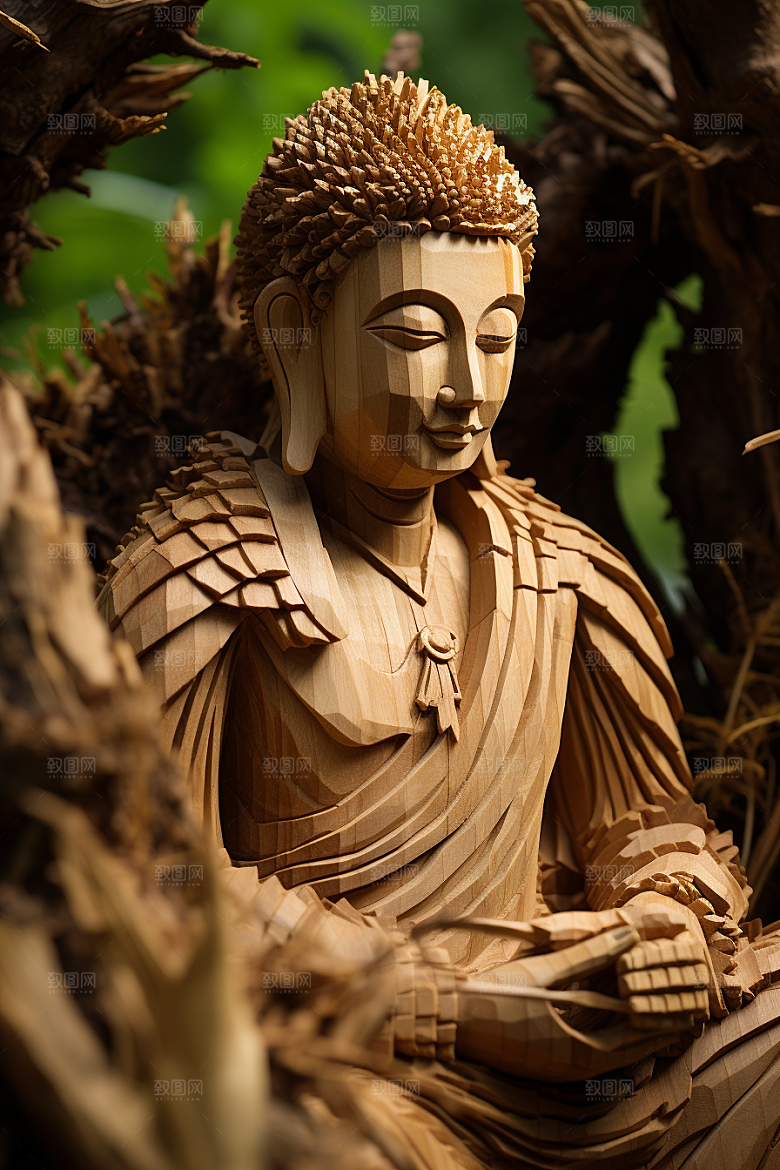 禅意佛像雕像信仰素材