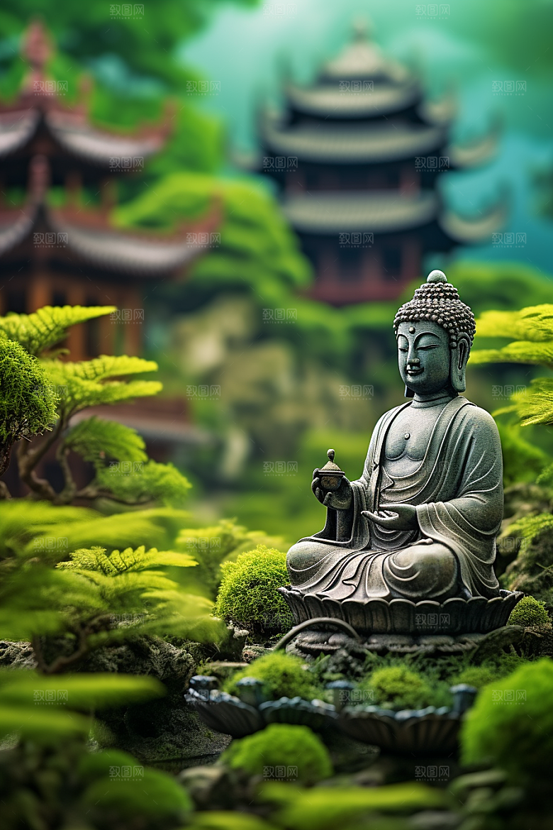 禅意佛像平和石雕素材
