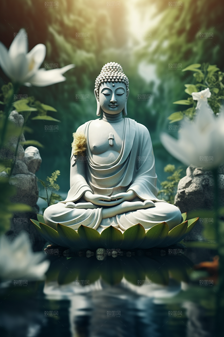 禅意佛像平和石雕素材