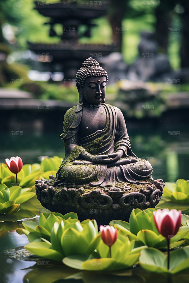 禅意佛像氛围雕塑素材