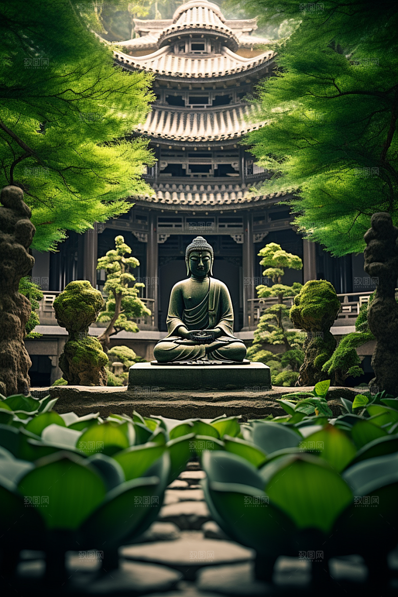 禅意佛像佛教石雕素材