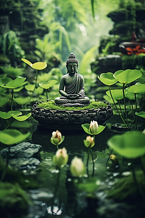 禅意佛像雕塑雕像素材