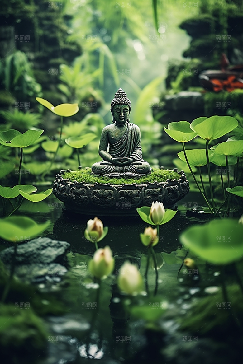 禅意佛像雕塑雕像素材