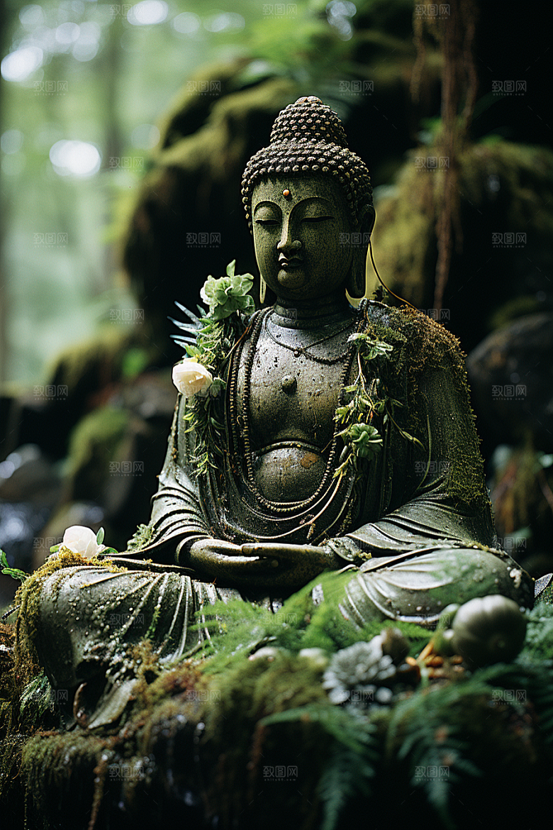 禅意佛像氛围雕像素材