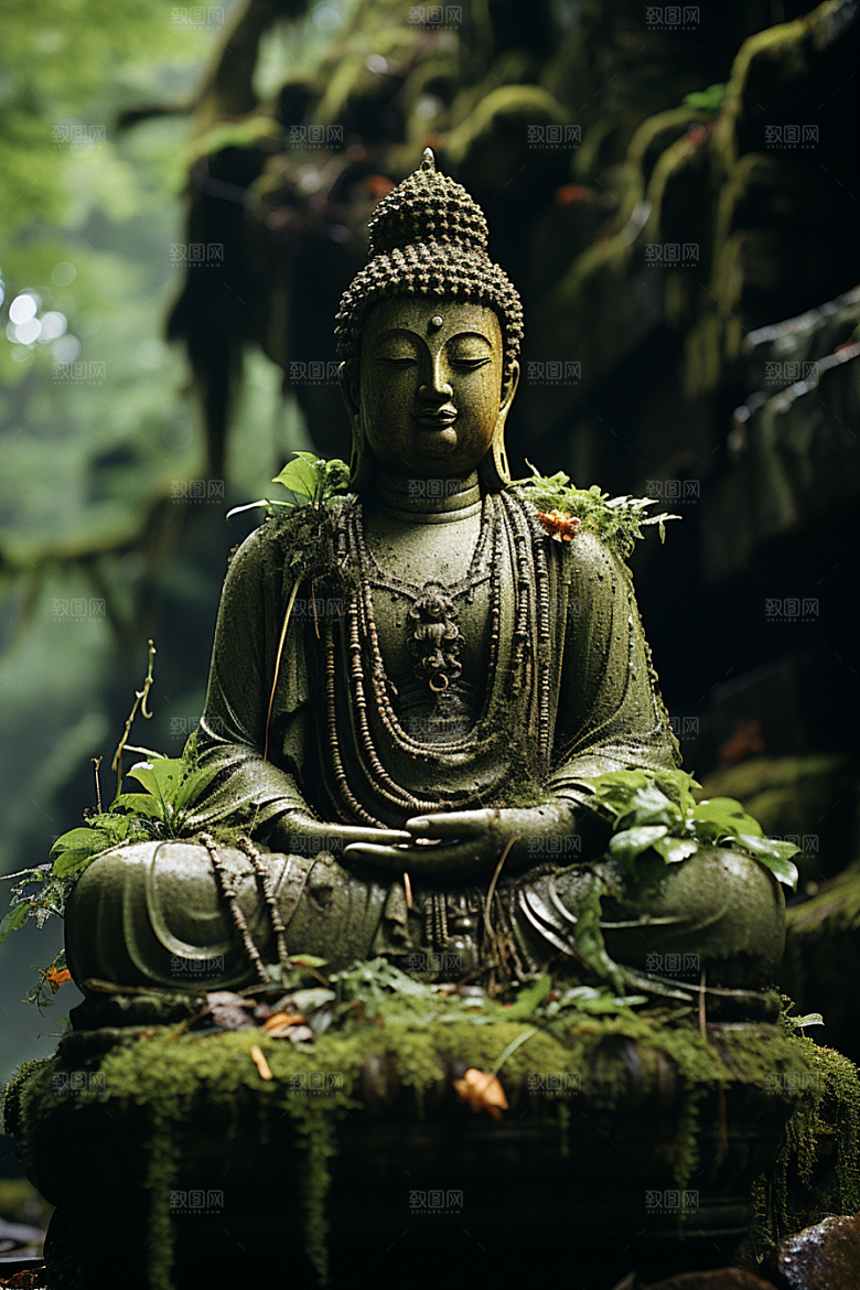 禅意佛像自然环境宗教素材