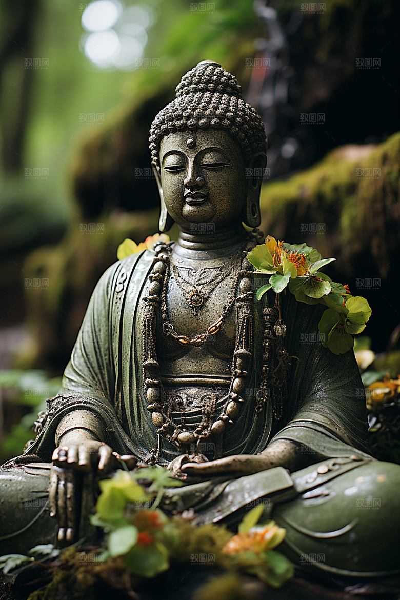 禅意佛像平和氛围素材