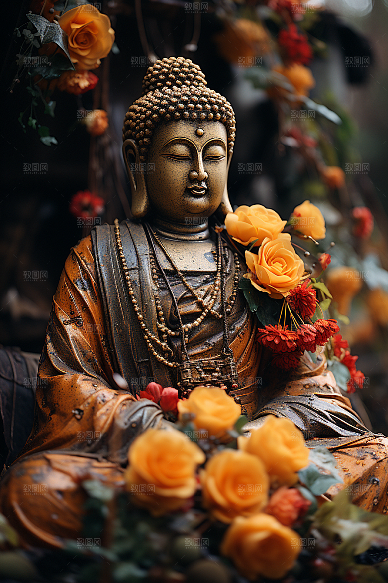 禅意佛像佛教自然环境素材