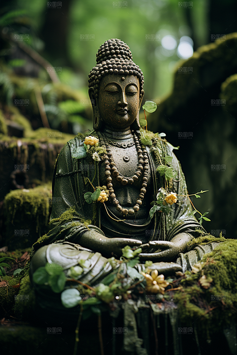 禅意佛像雕塑高清素材
