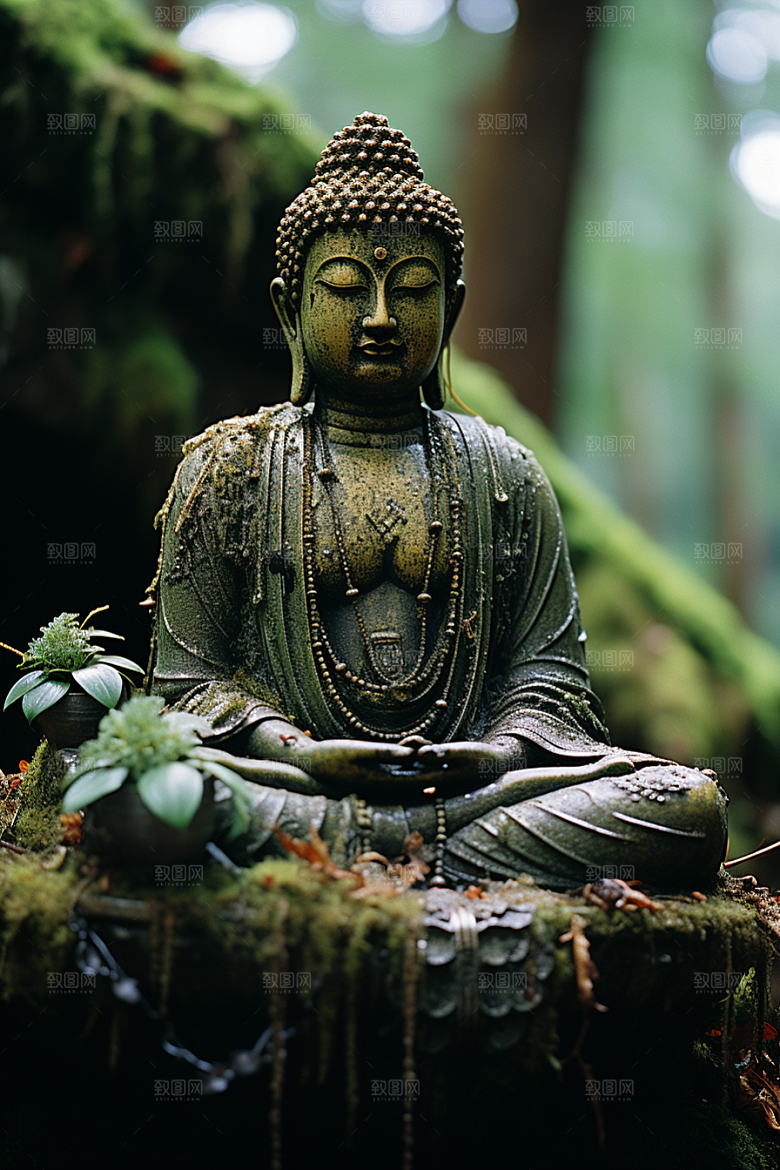 禅意佛像石雕山水素材