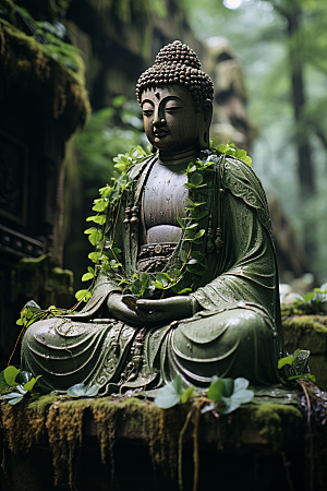 禅意佛像雕塑信仰素材