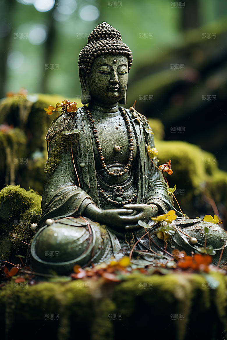 禅意佛像自然环境山水素材