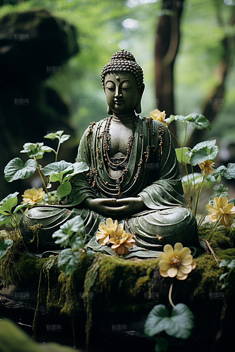 禅意佛像平和雕塑素材