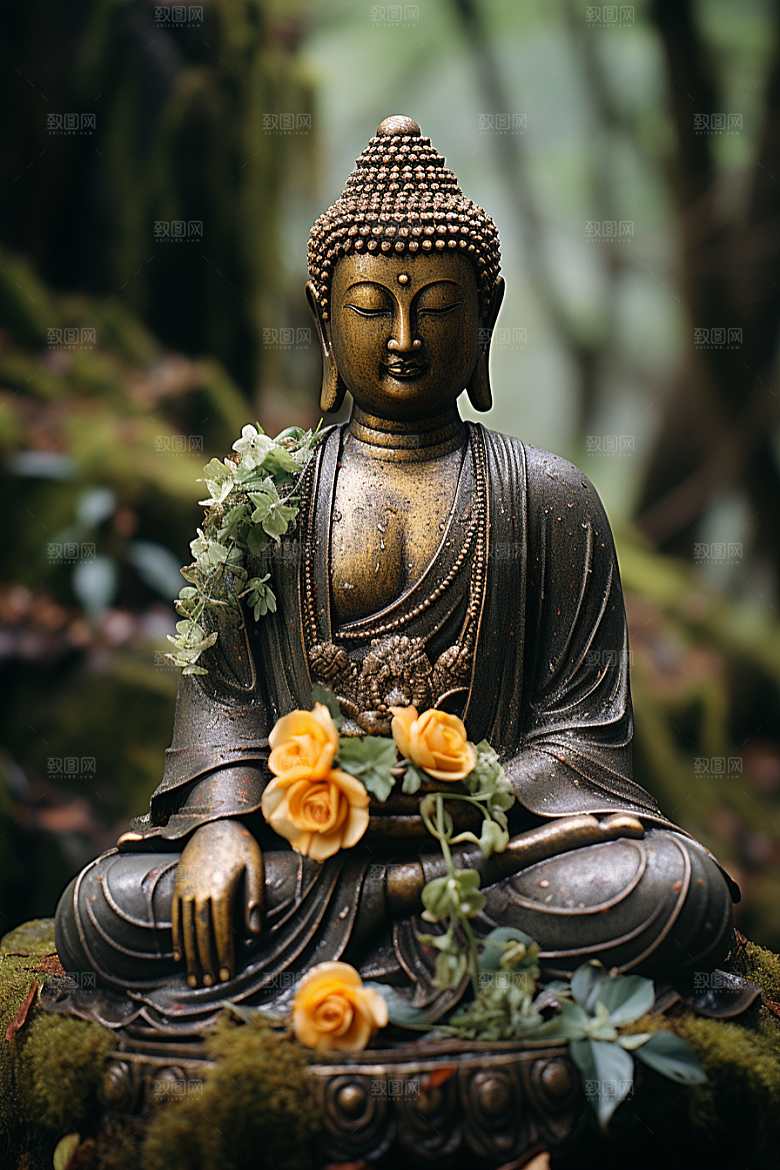 禅意佛像宗教雕像素材