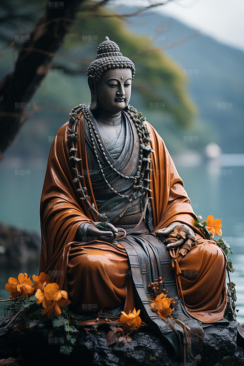 禅意佛像雕塑高清素材