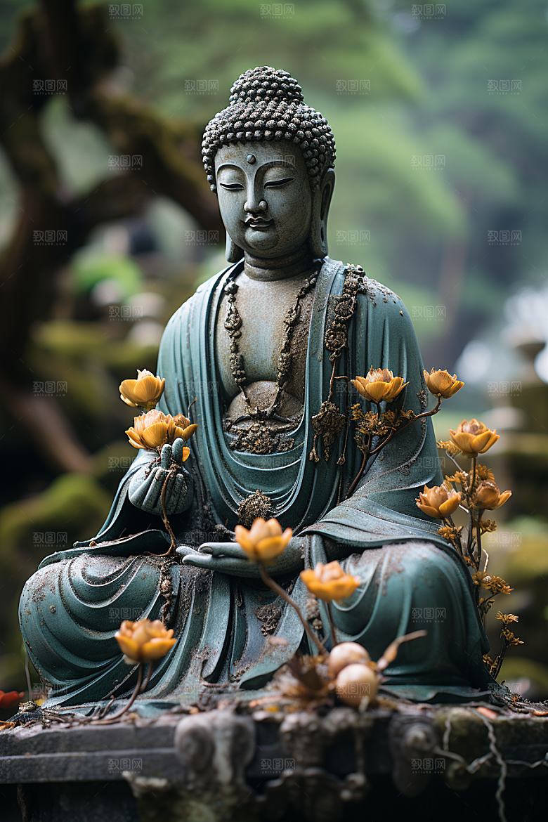 禅意佛像宗教雕塑素材