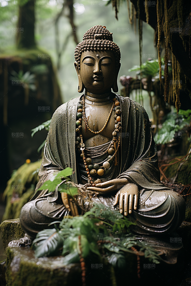 禅意佛像自然环境宗教素材