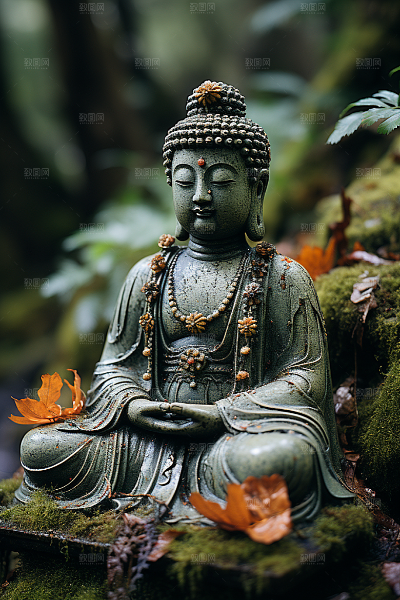 禅意佛像山水佛教素材