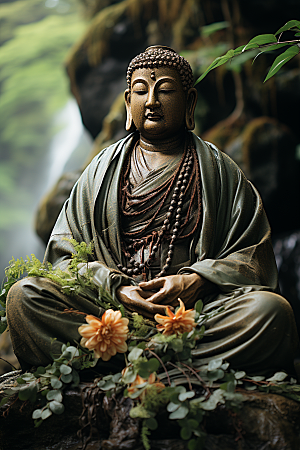 禅意佛像宗教石雕素材