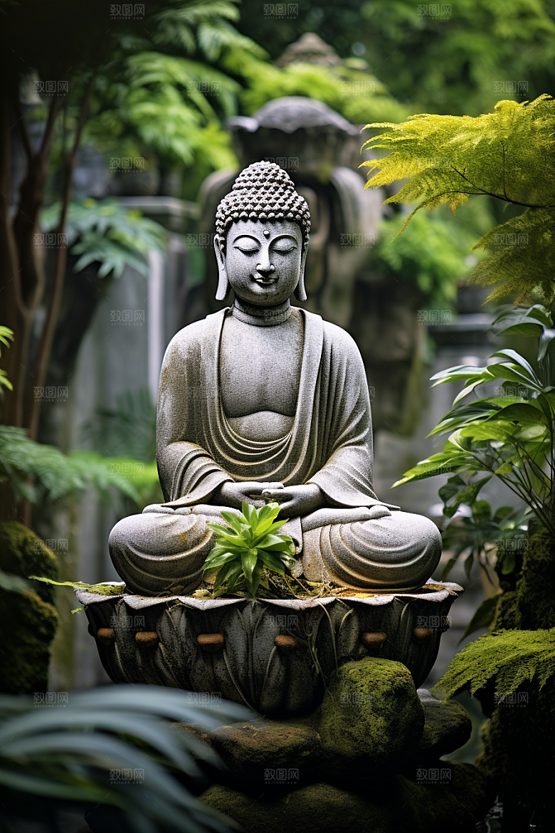 禅意佛像雕像平和素材