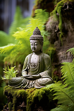 禅意佛像山水佛教素材