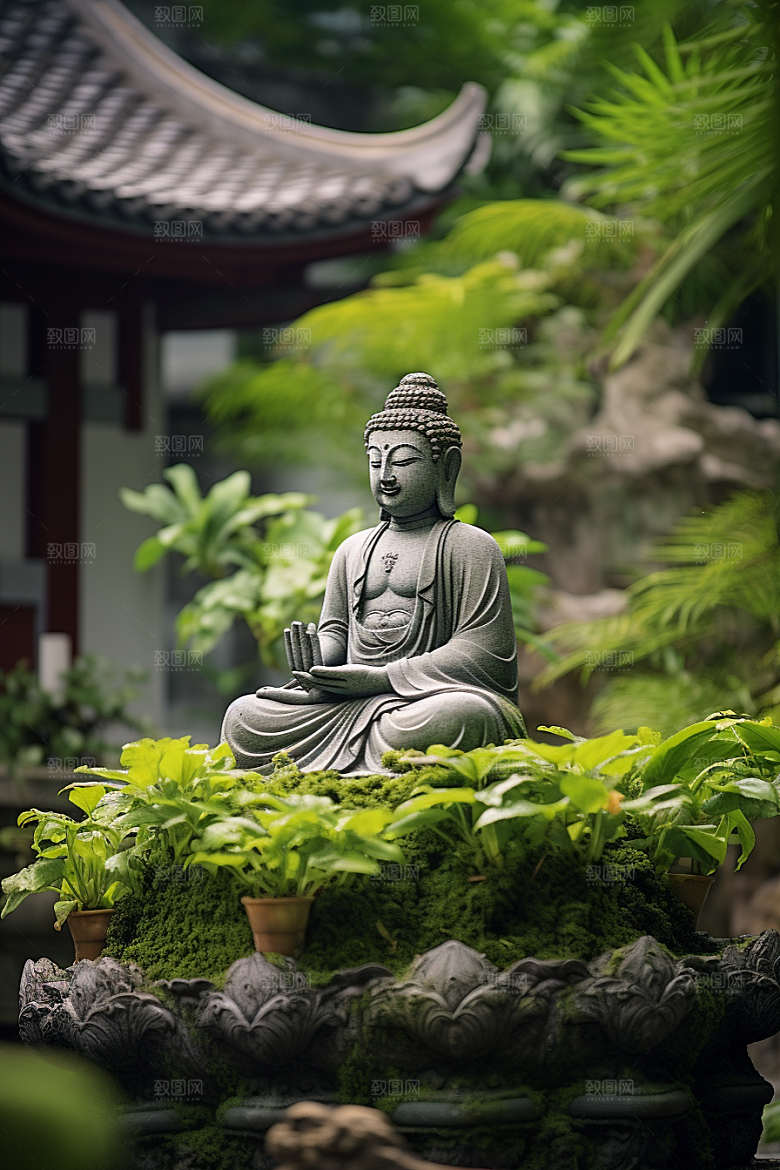 禅意佛像宗教石雕素材