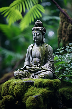 禅意佛像雕塑宗教素材