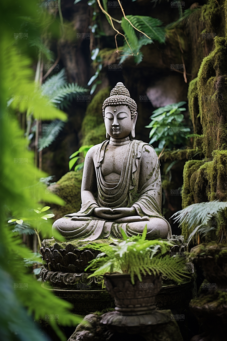 禅意佛像山水宗教素材