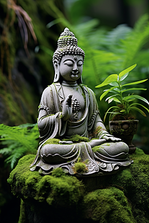 禅意佛像信仰平和素材