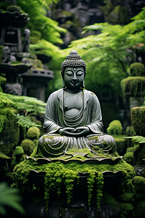 禅意佛像信仰雕像素材