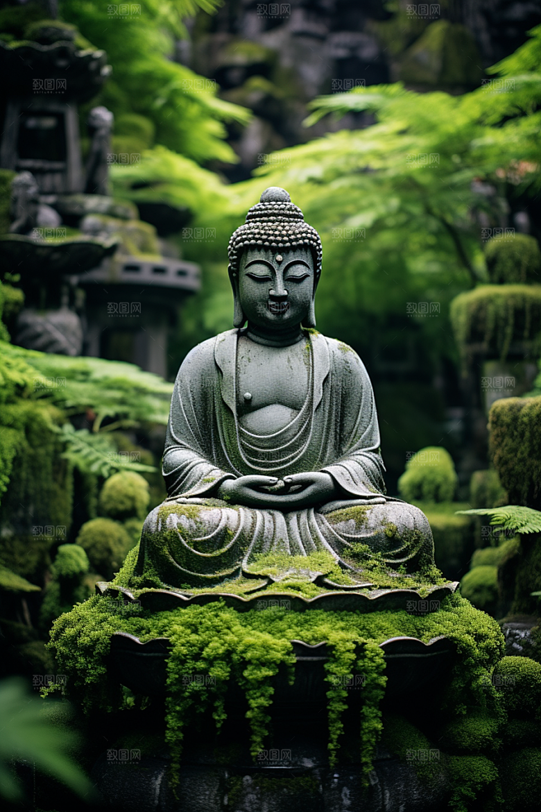 禅意佛像信仰雕像素材