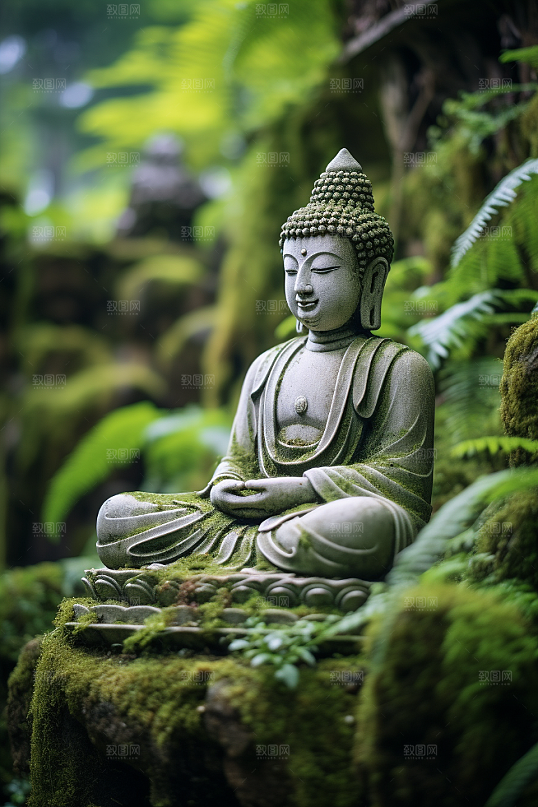 禅意佛像自然环境平和素材