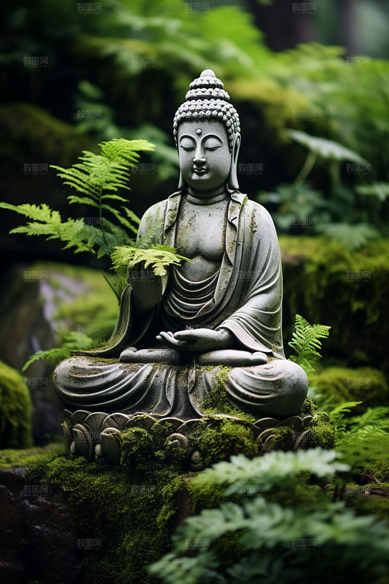 禅意佛像雕像高清素材