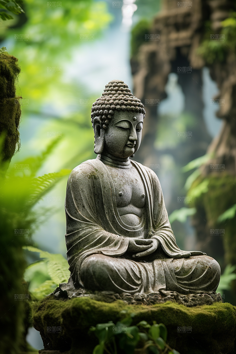 禅意佛像雕塑宗教素材