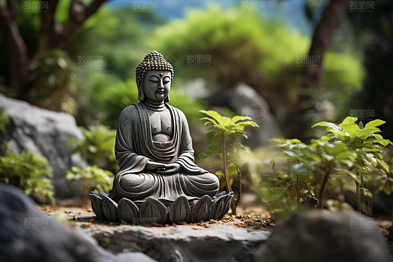 禅意佛像佛教雕像素材