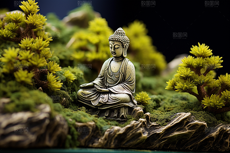 禅意佛像氛围自然环境素材